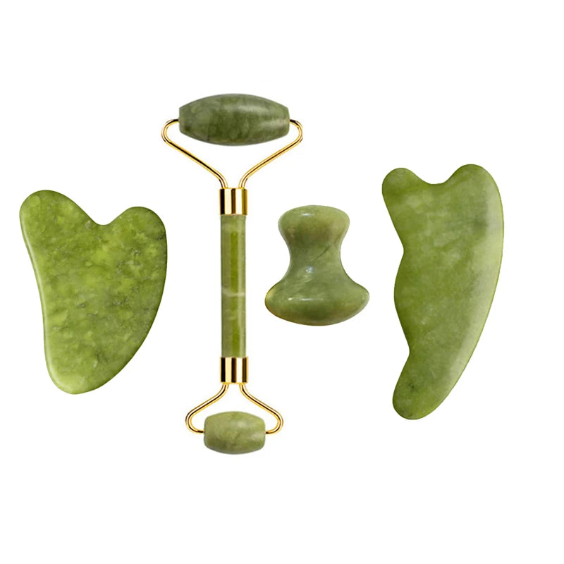 Natural Jade Roller & Gua Sha Set – Facial & Body Massage Tools for Lifting & Anti-Aging