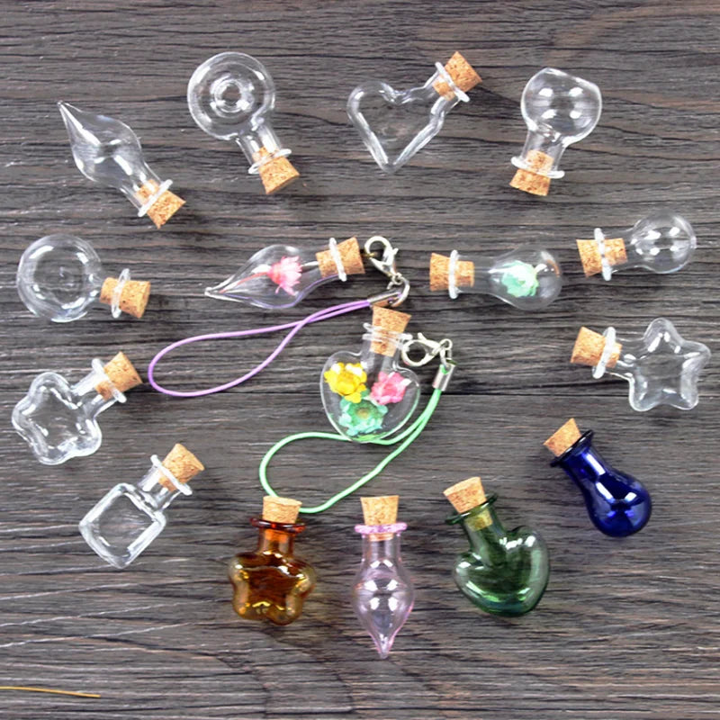 5PCS Mini Glass Bottles with Cork – DIY Message Vials Decoration