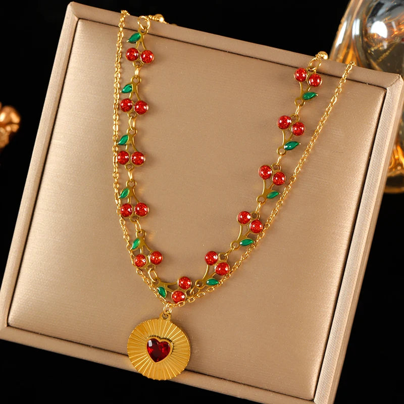 Gold-Plated Heart Pendant Necklace
