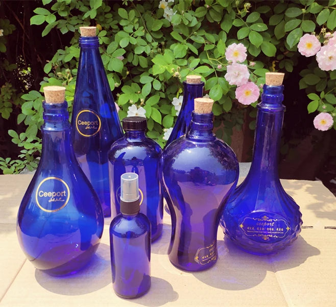 Blue Sun Water Bottle Large Capacity Cleaning Tool Zero Limit Energy Bottle Crystal Glass round Shape Insulated Beverage Cup