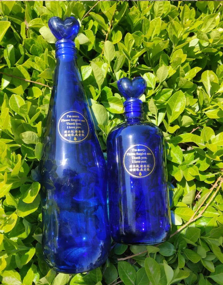 Blue Glass Water Bottle Cleaning Tool Ceeport Zero Limit Awakening Mind Pure Blue Glass Bottle Retro European Style Sealed Jar