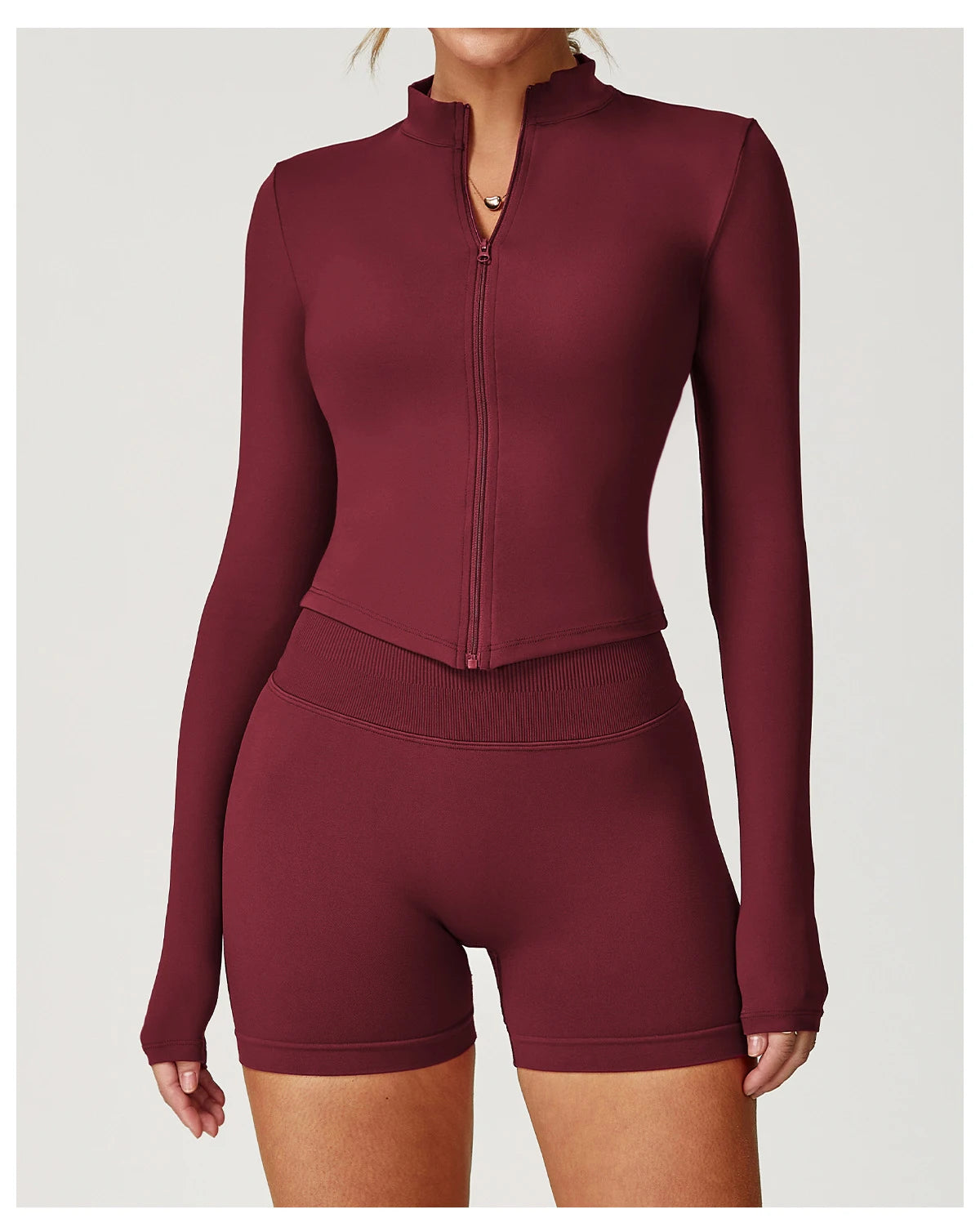 Women’s Slim Fit Zipper Jacket – Long Sleeve Fast-Dry Yoga & Fitness Top