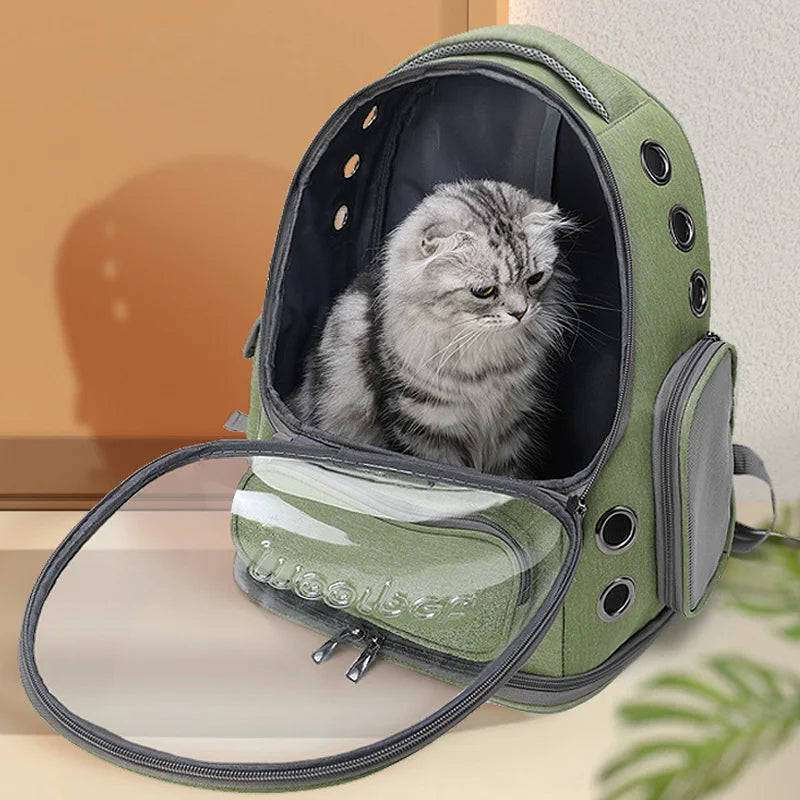Astronaut Cat Backpack – Transparent Space Capsule Pet Carrier