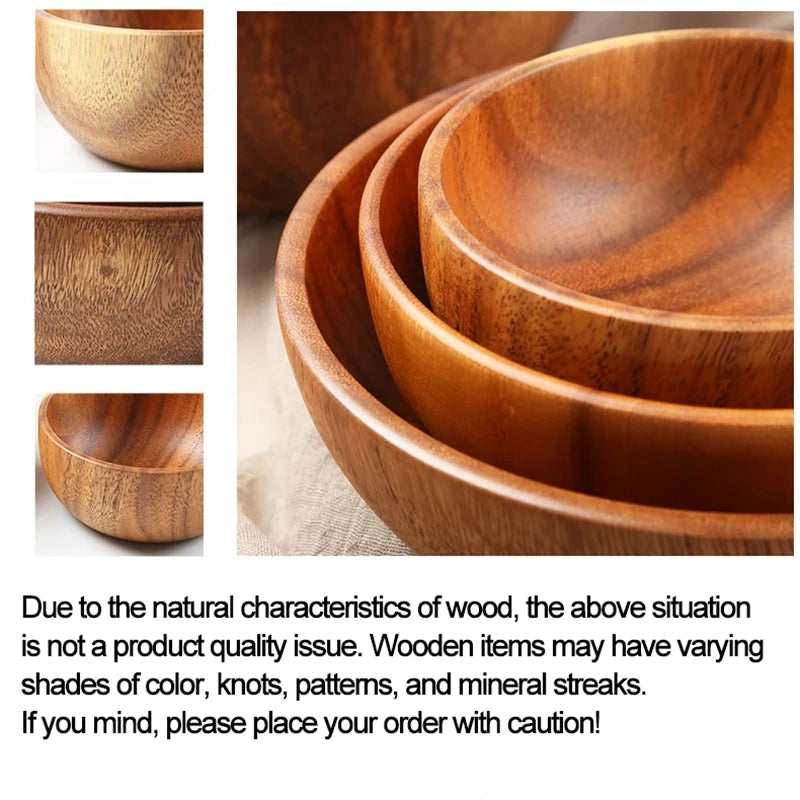 Acacia Wooden Bowl – Japanese Style Rice, Soup & Fruit Salad Bowl