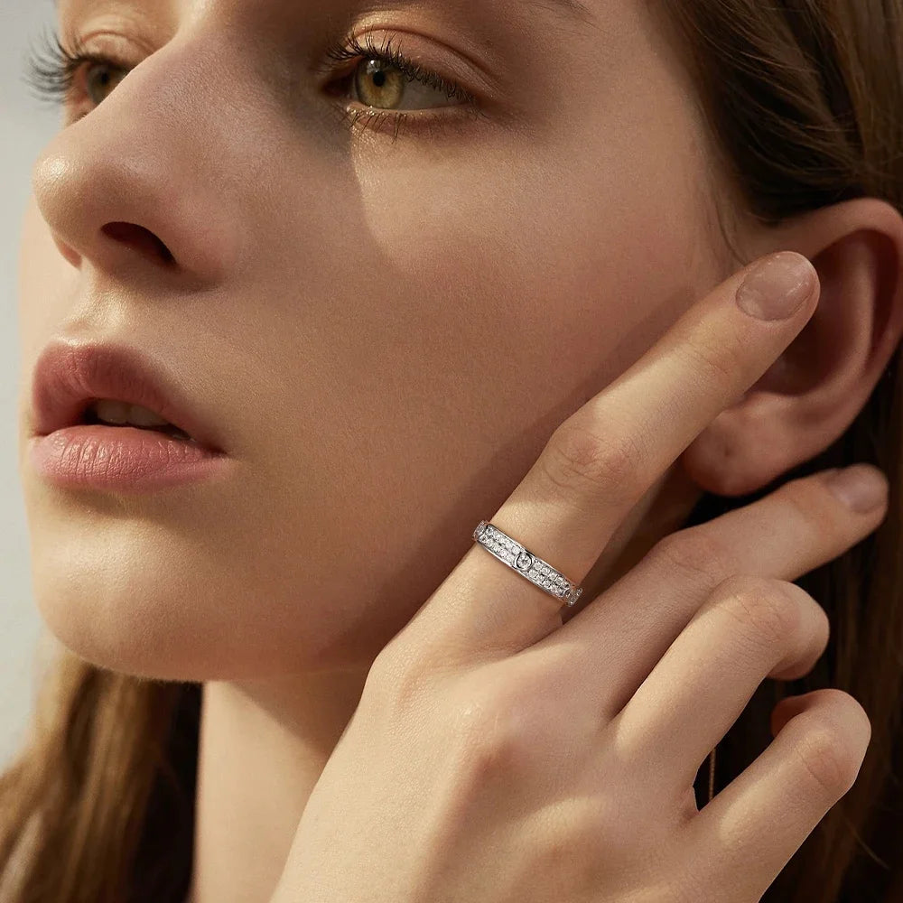 Moissanite Wedding Ring & Bracelet Set for Women – 18K Rose Gold Plated Silver