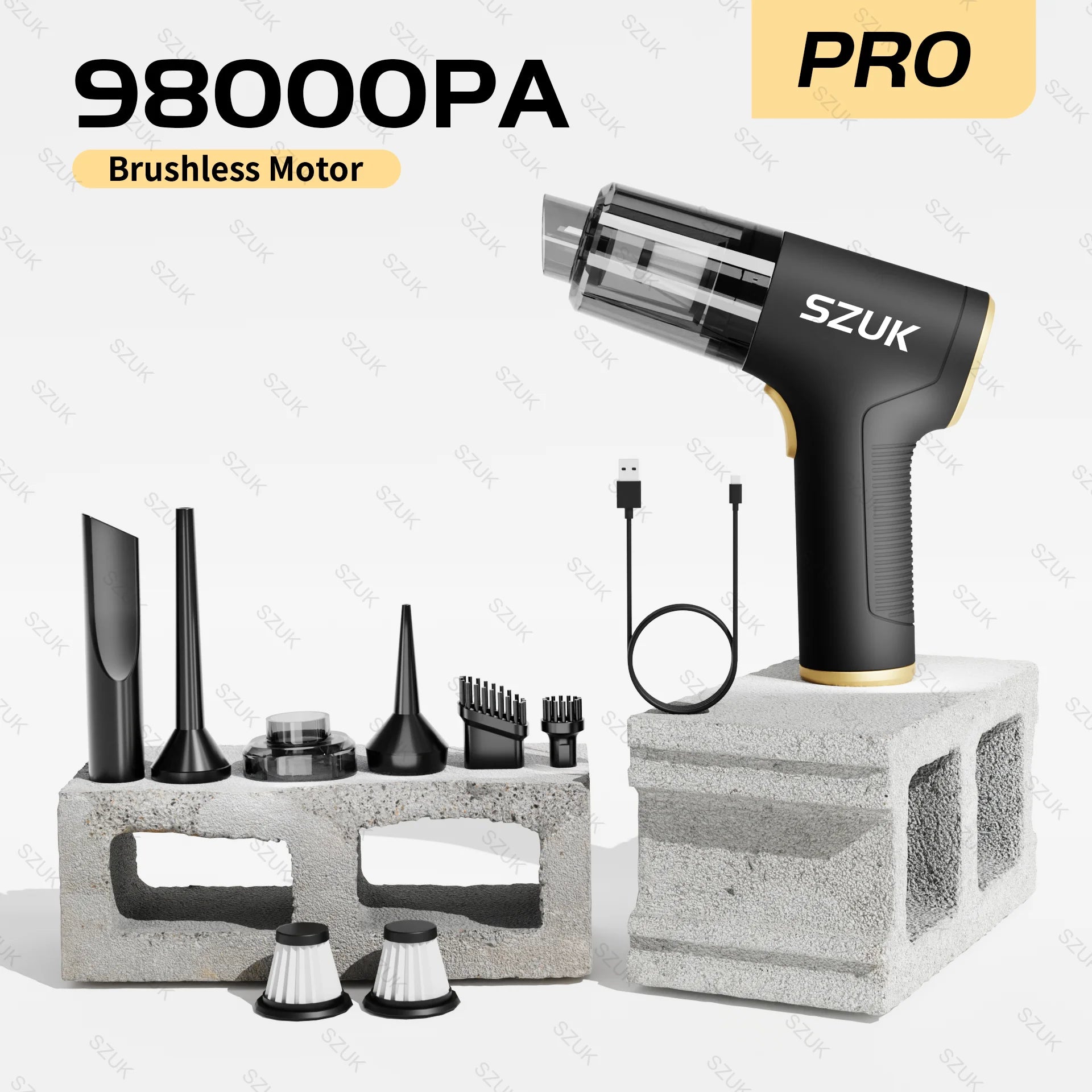 Cordless Car & Home Vacuum Cleaner – 98,000Pa High Suction, USB Rechargeable