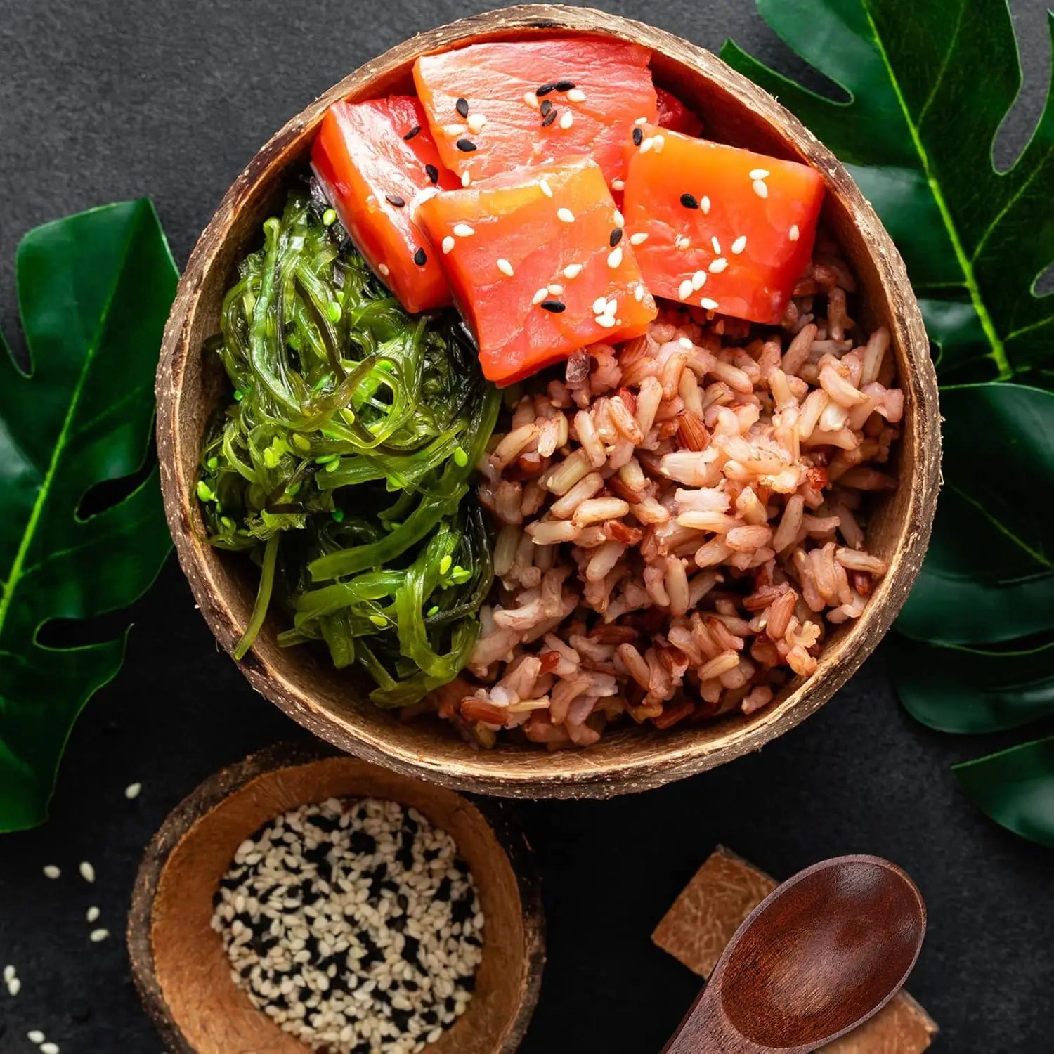 12-15cm Natural Coconut Bowl Serving Dishes Fruit Salad Wooden Reusable Utensils Polished Coconut Shell Bowls Breakfast Party