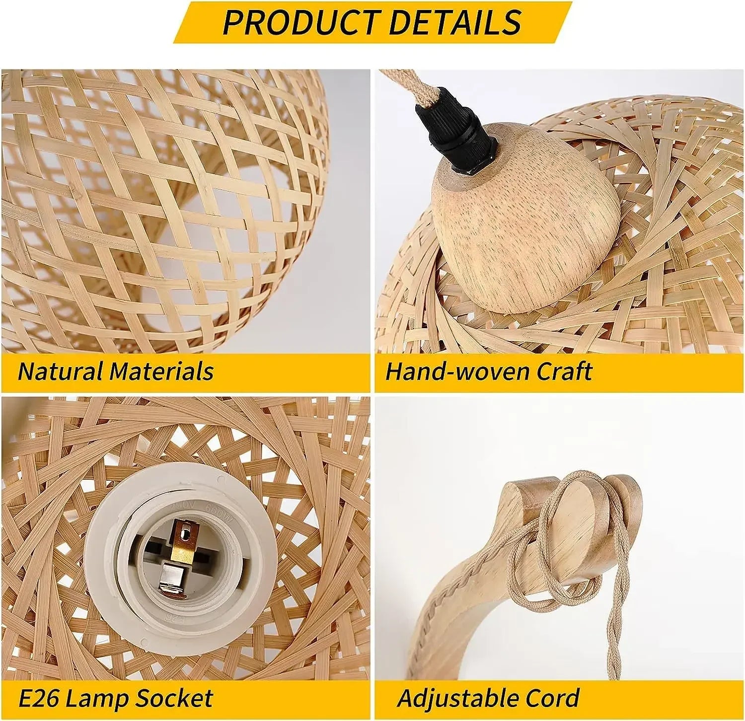 Bamboo Rattan Wall Lamp – Hand Woven Natural Lantern Light Fixture