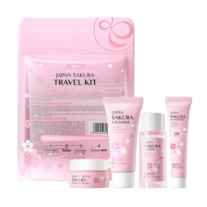 4-Piece Facial Skincare Travel Set with Cleanser Toner Face Cream & Sunscreen