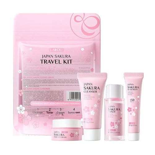 4-Piece Facial Skincare Travel Set with Cleanser Toner Face Cream & Sunscreen