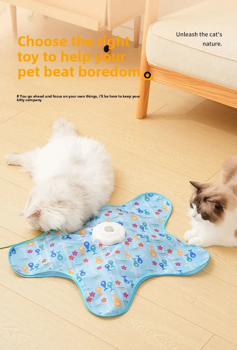 Cat Toys Interactive Hide and Seek Cat Toy with Mouse Squeaky Motion Activated Moving Concealed Feathers Kitten Teaser Toy