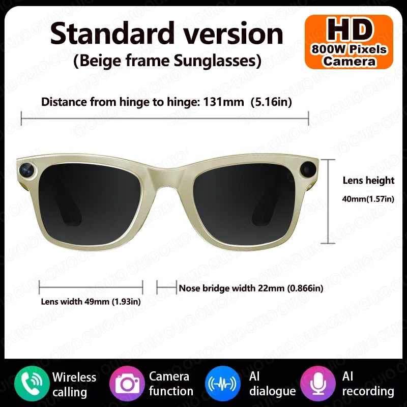 2026 Al Smart Glasses 4K HD Video 800MP Camera WiFi Transfer  Chat GPT VoiceAssistant BT Call with  Charging Case