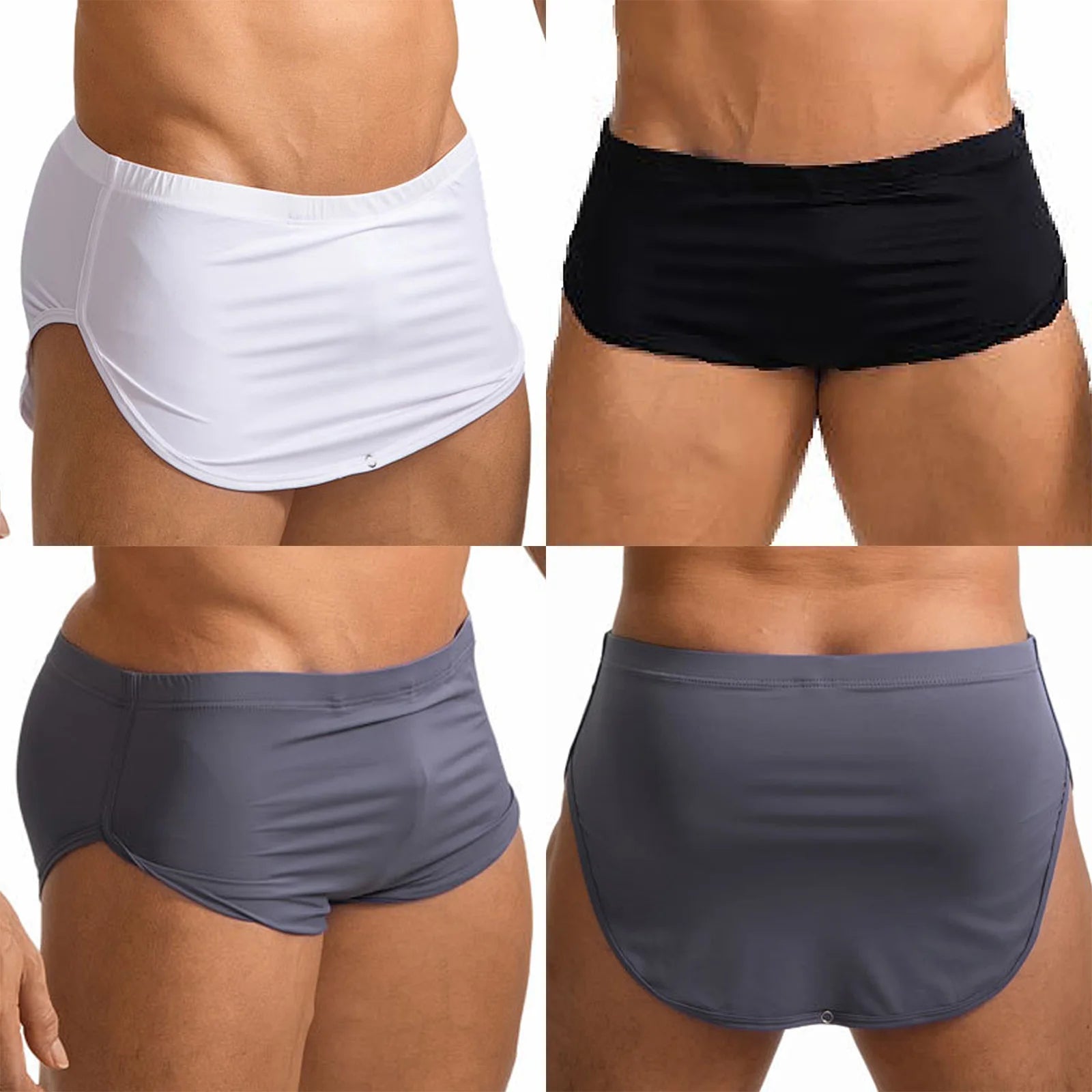 Men Quick Dry Athletic Boxer Shorts Side Split Press Button Elastic Waist Gym Shorts for Fitness Running Cycling