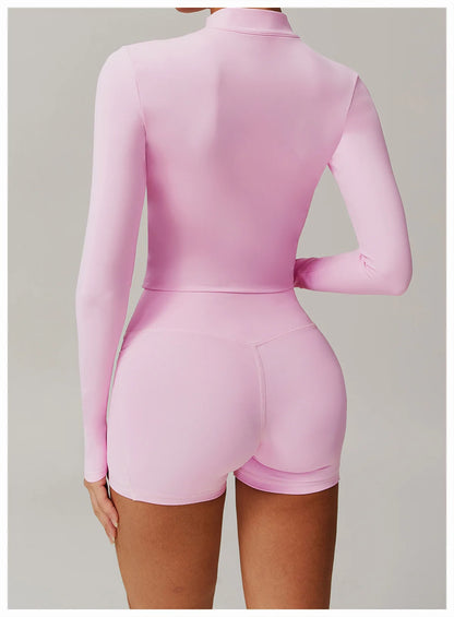 Women’s Slim Fit Zipper Jacket – Long Sleeve Fast-Dry Yoga & Fitness Top