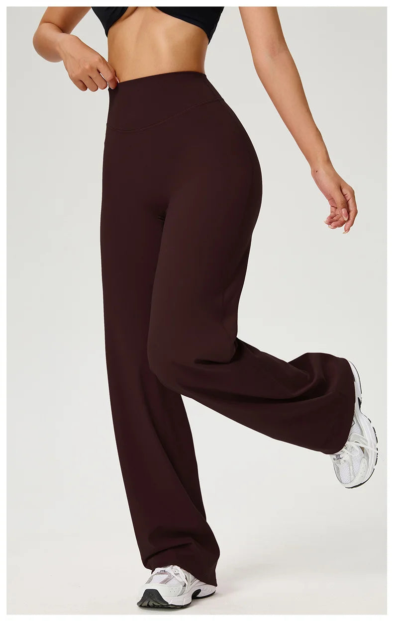 TRY TO BN Women's High Waisted Straight Leg Yoga Pants Gym Leggings Naked Feel Buttery Soft Breathable Running Workout Trousers