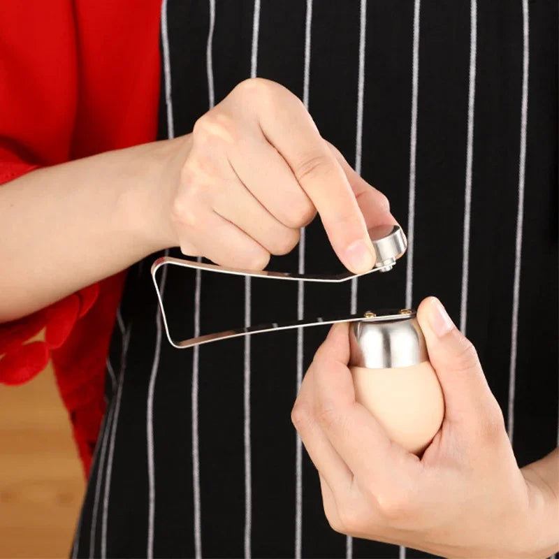 Stainless Steel Egg Topper Cutter – Boiled & Raw Egg Opener for Easy Cooking