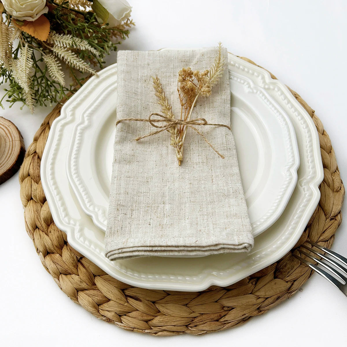 Reusable Linen Table Napkins Set – 30x30cm Dining Table Cloth Napkins