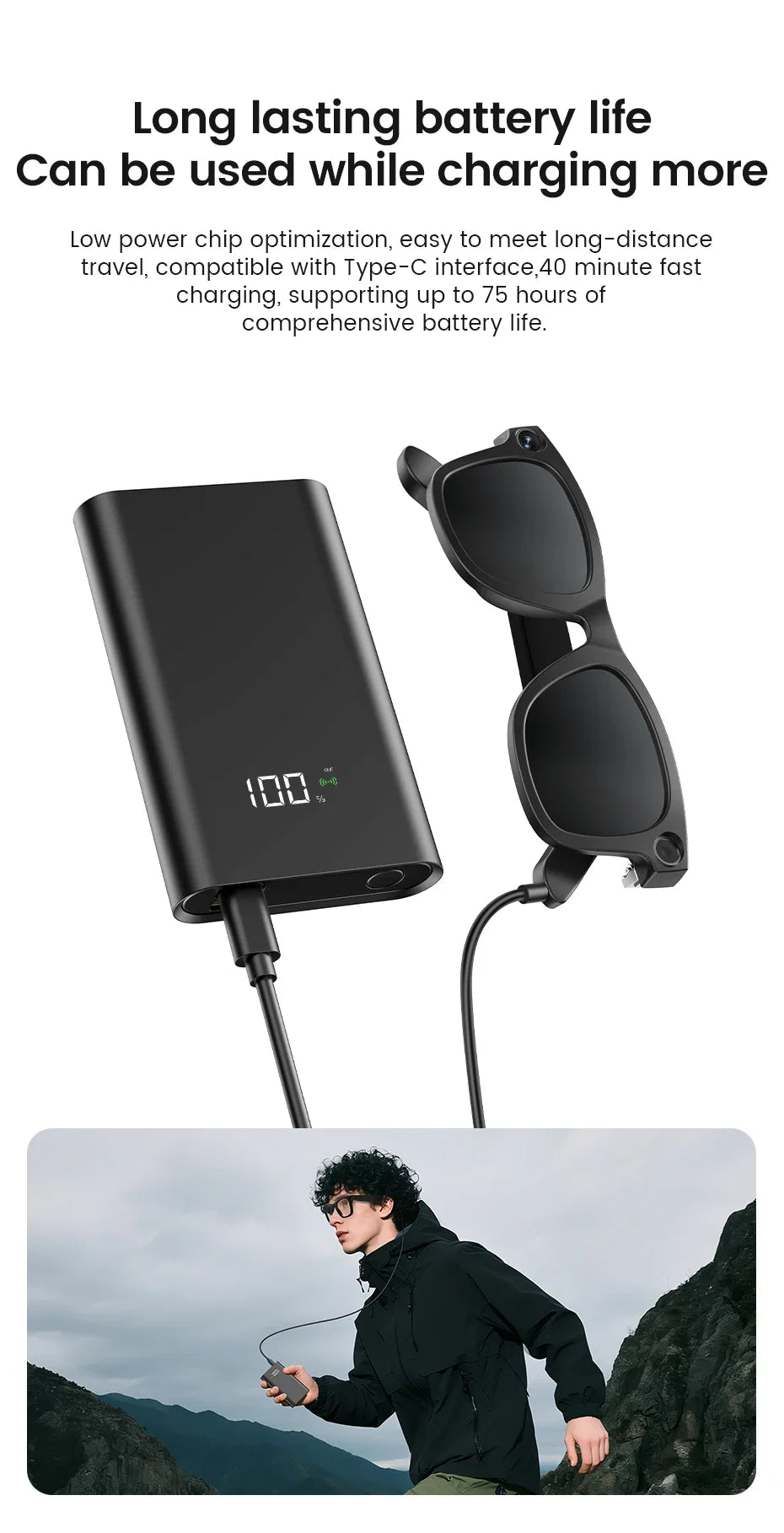 2026 Al Smart Glasses 4K HD Video 800MP Camera WiFi Transfer  Chat GPT VoiceAssistant BT Call with  Charging Case