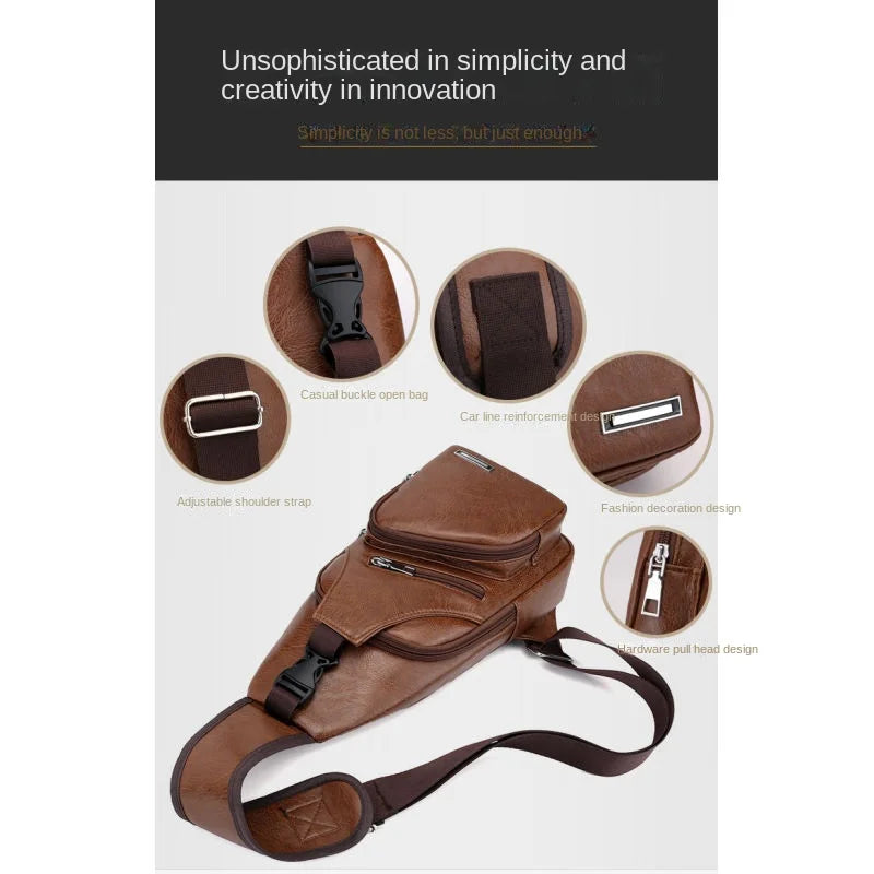 Spot Men's Chest Bag With Headphone Hole USB Shoulder