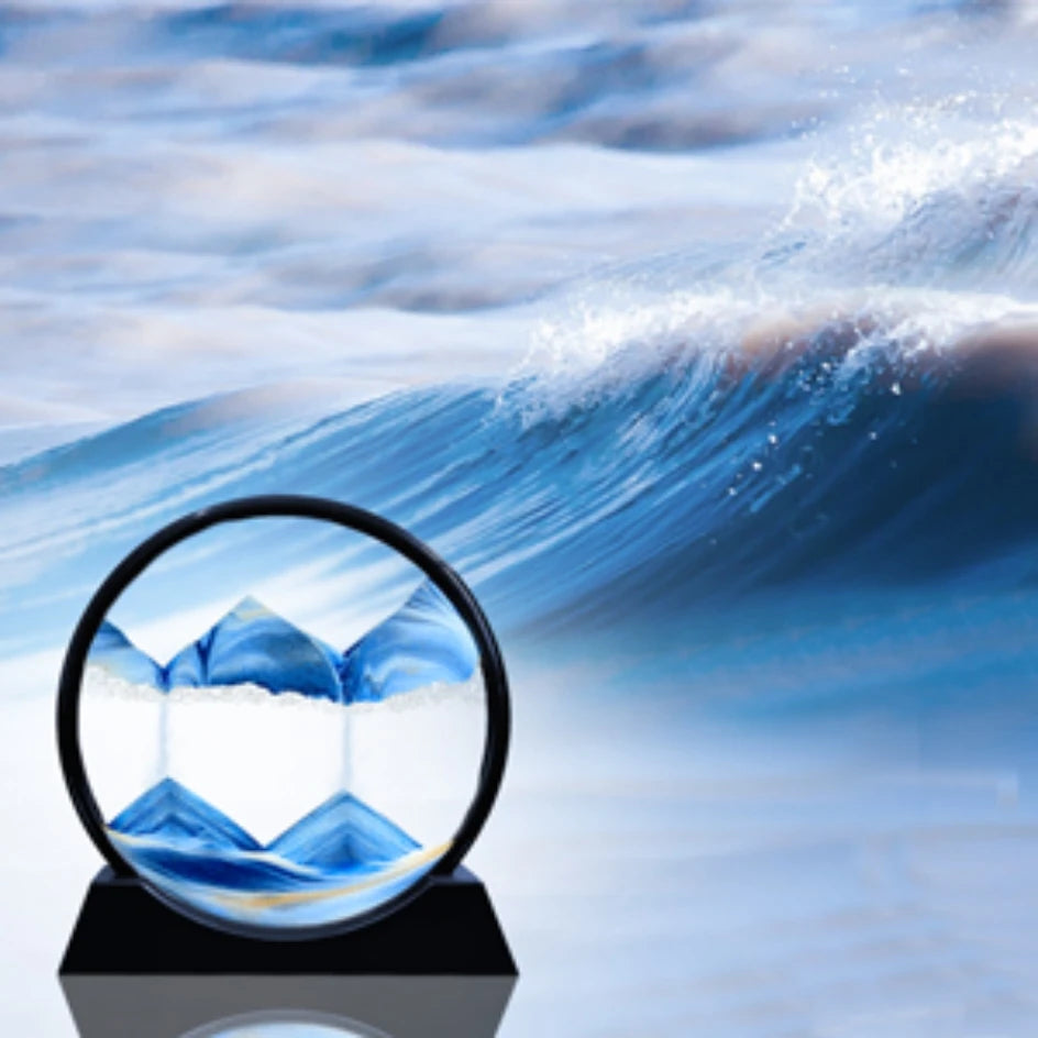 3D Moving Sand Art Picture – Round Glass Decor
