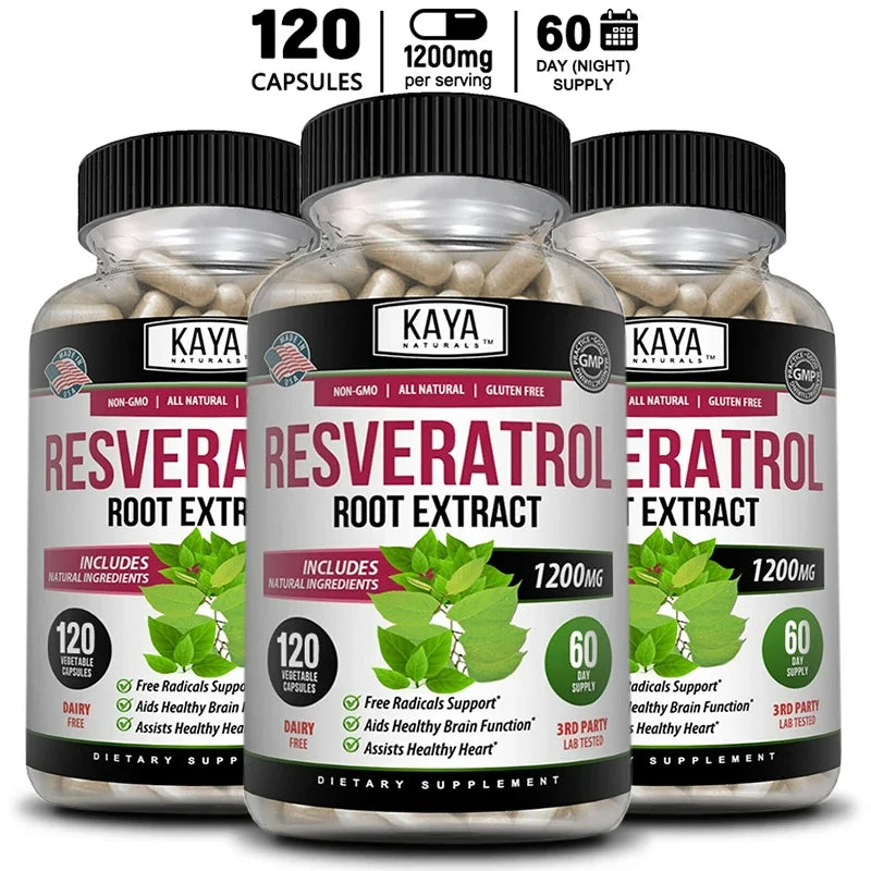 Resveratrol Capsules – Antioxidant & Circulatory Support, Non-GMO, 30/60/120 Caps