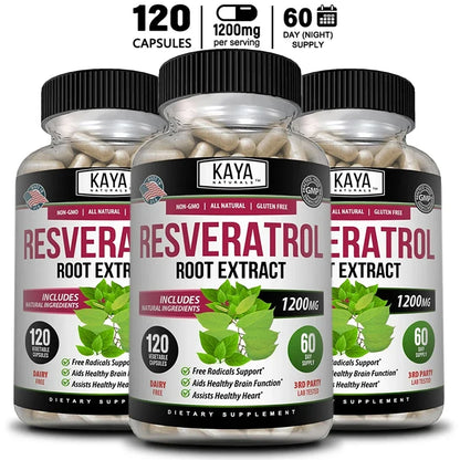 Resveratrol Capsules – Antioxidant & Circulatory Support, Non-GMO, 30/60/120 Caps