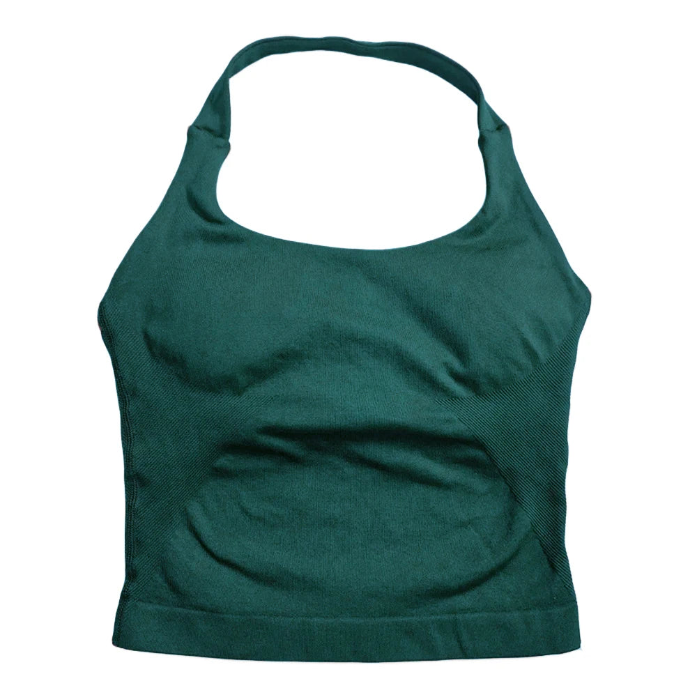 Women’s Strappy Gym Top – Padded Backless Yoga & Workout Tank