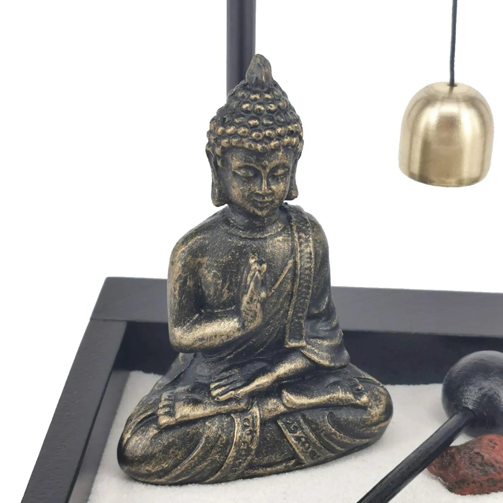 Zen Sand Garden with Buddha Statue – Mini Meditation Desk Decor Kit