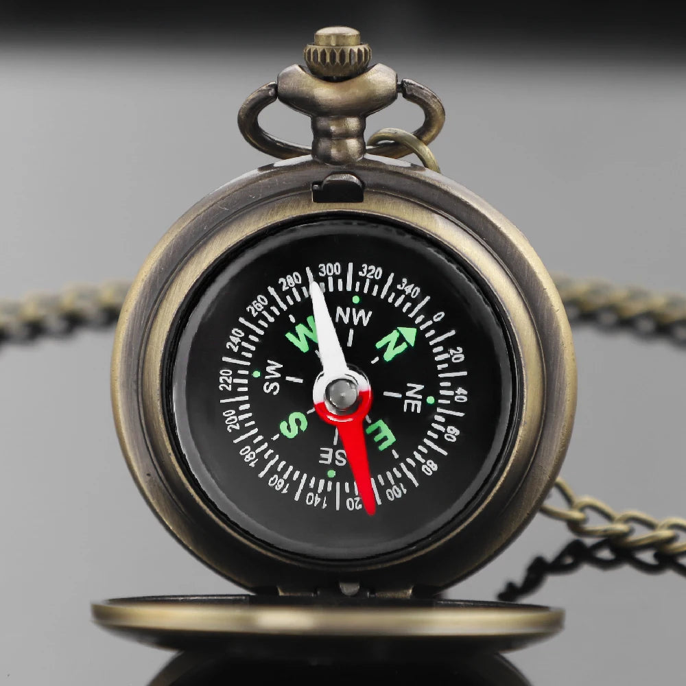 Vintage Brass Pocket Compass – Pyramid Eye Navigation Compass