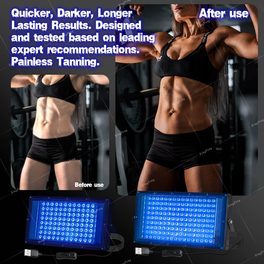 LED UV Tanning Lamp for Face & Body – Full Blue Light Home Sunbathing Device