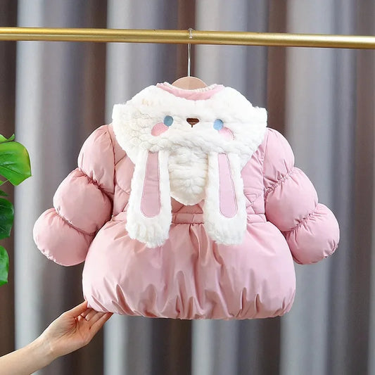 Kids Winter Cotton Jacket for Girls – Warm Plush & Thick Outerwear