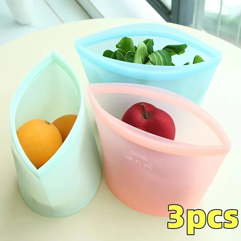 Silicone Food Storage Bags – Reusable Leakproof Ziplock Set