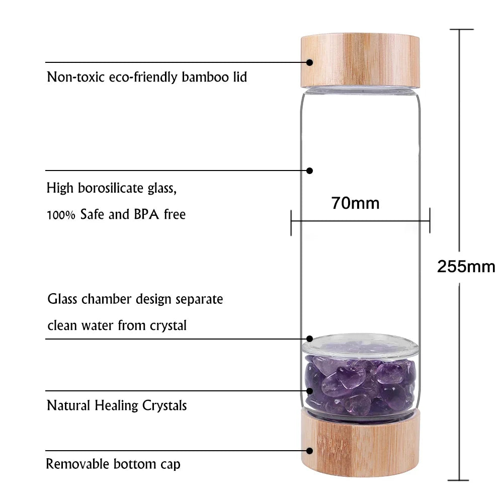 Big Diameter Crystal Bottles Multicolor Water Bottle Healing Infuser Energy Gym