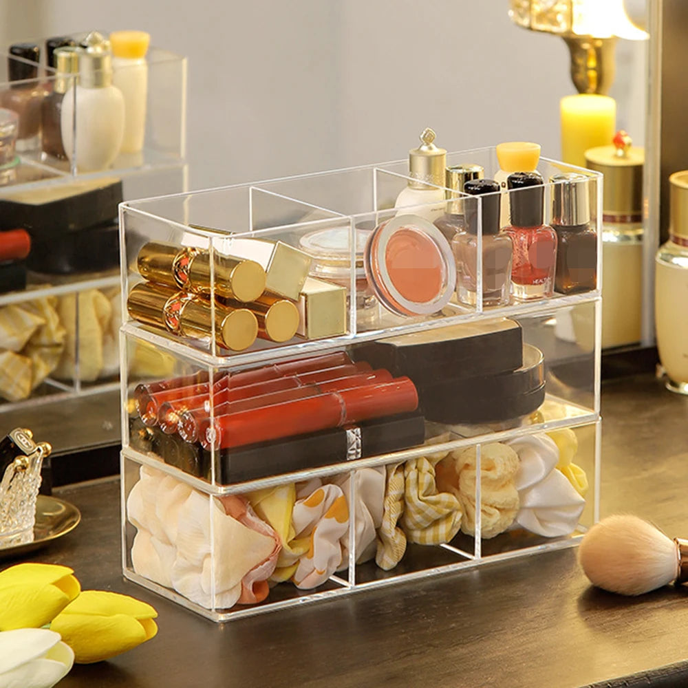 Clear Acrylic Makeup Organizer – Layered Cosmetic Storage Box