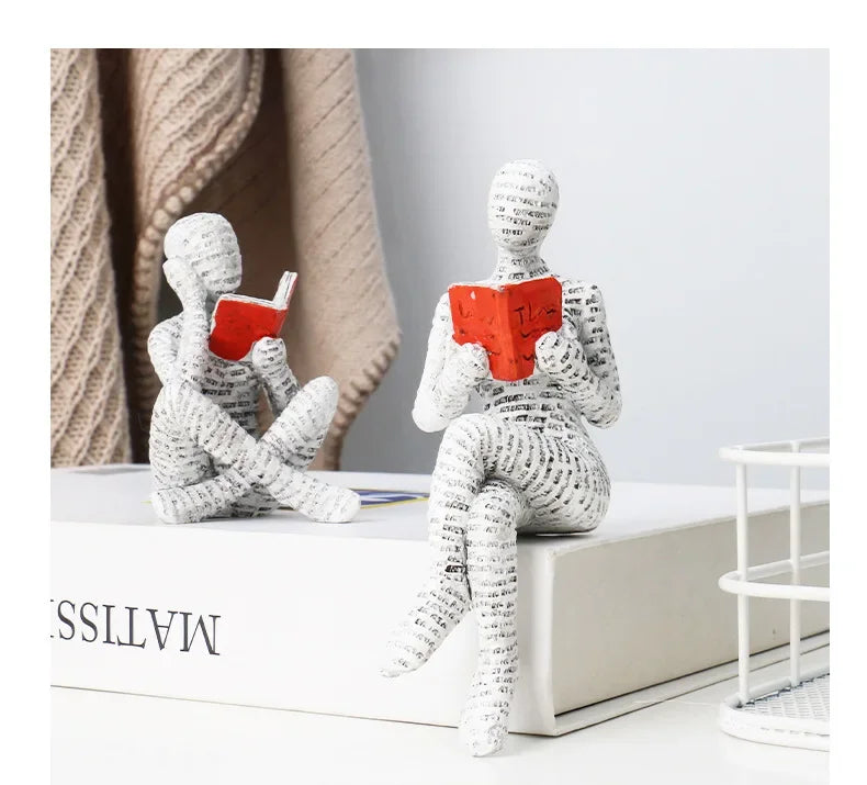 Resin Abstract Figurines – Modern Desk & Bookshelf Art Decor for Home & Office