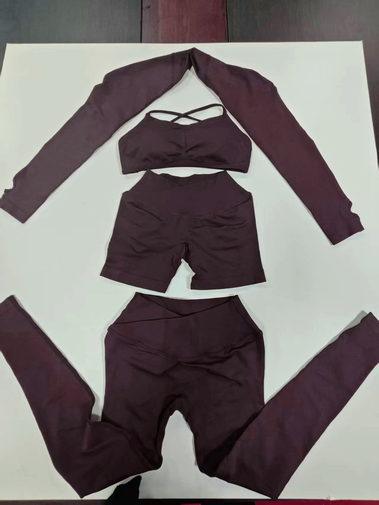 Women Seamless Yoga Set 2/3PCS Gym Workout Outfit Fitness Leggings Sports Bra Long Sleeve Top Athletic Activewear Set