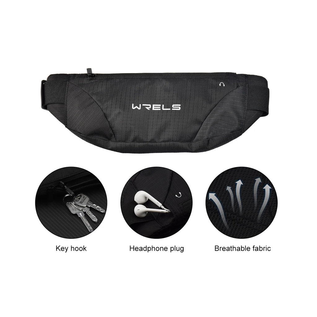 WRELS Waist Bag Running Bag Outdoor Sport Waterproof Sports Fanny Pack Mobile Phone Case Gym Jogging Portable Run Pouch Belt Bag