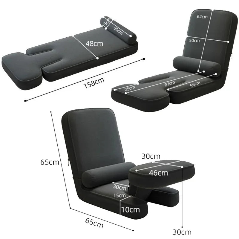 4-in-1 Adjustable Chaise Lounge Sofa Bed with Pillow – 15-Position Floor Lounger
