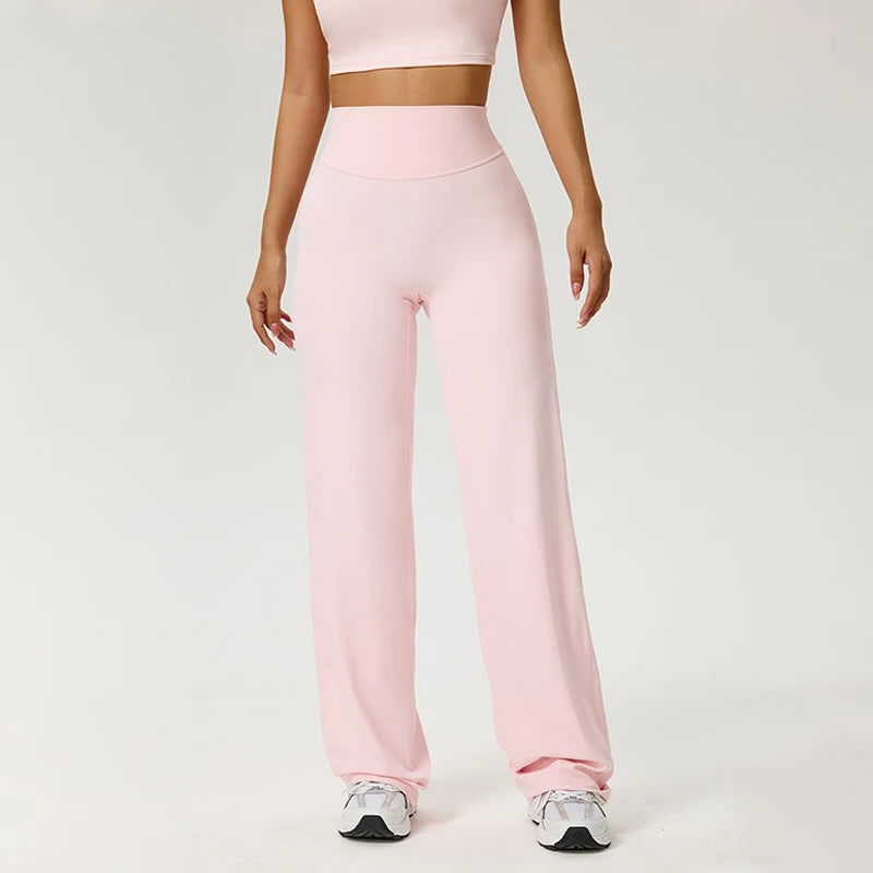 TRY TO BN Women's High Waisted Straight Leg Yoga Pants Gym Leggings Naked Feel Buttery Soft Breathable Running Workout Trousers