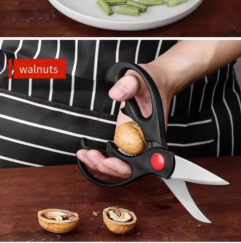 Stainless steel kitchen scissors Multi-functional strong chicken bone scissors can hold walnut hand scissors 3 sets