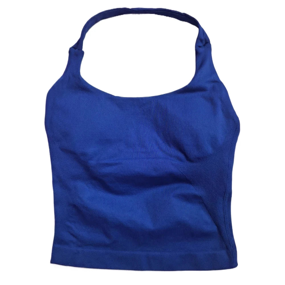 Women’s Strappy Gym Top – Padded Backless Yoga & Workout Tank