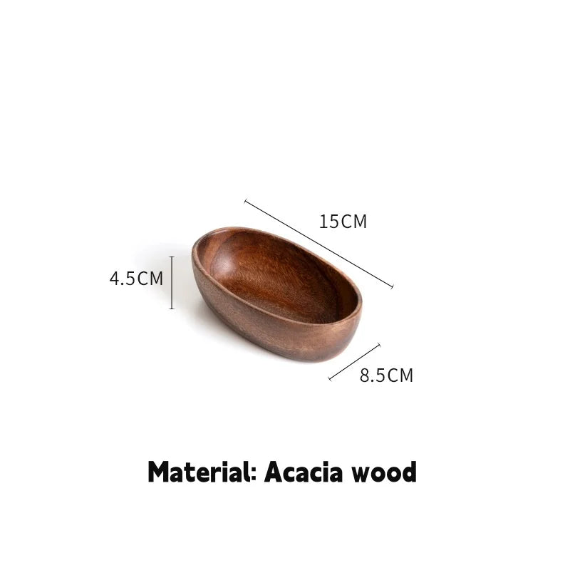 Square Solid Wood Bowl Fruit Salad Snack Dessert Serving Bowl Natural Wooden Tableware