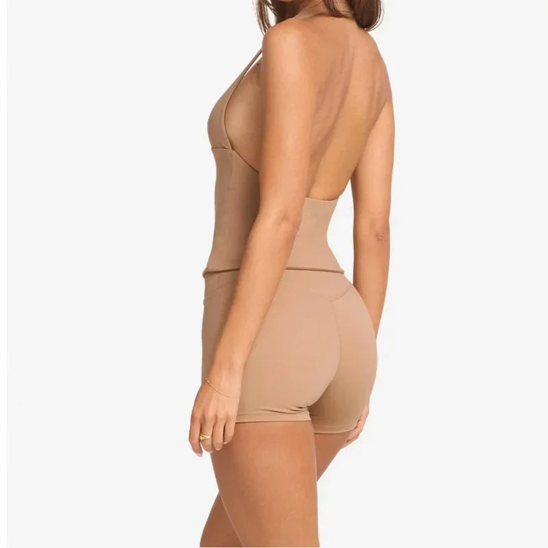 Women’s High-Impact Halter Gym Top with Built-In Pads