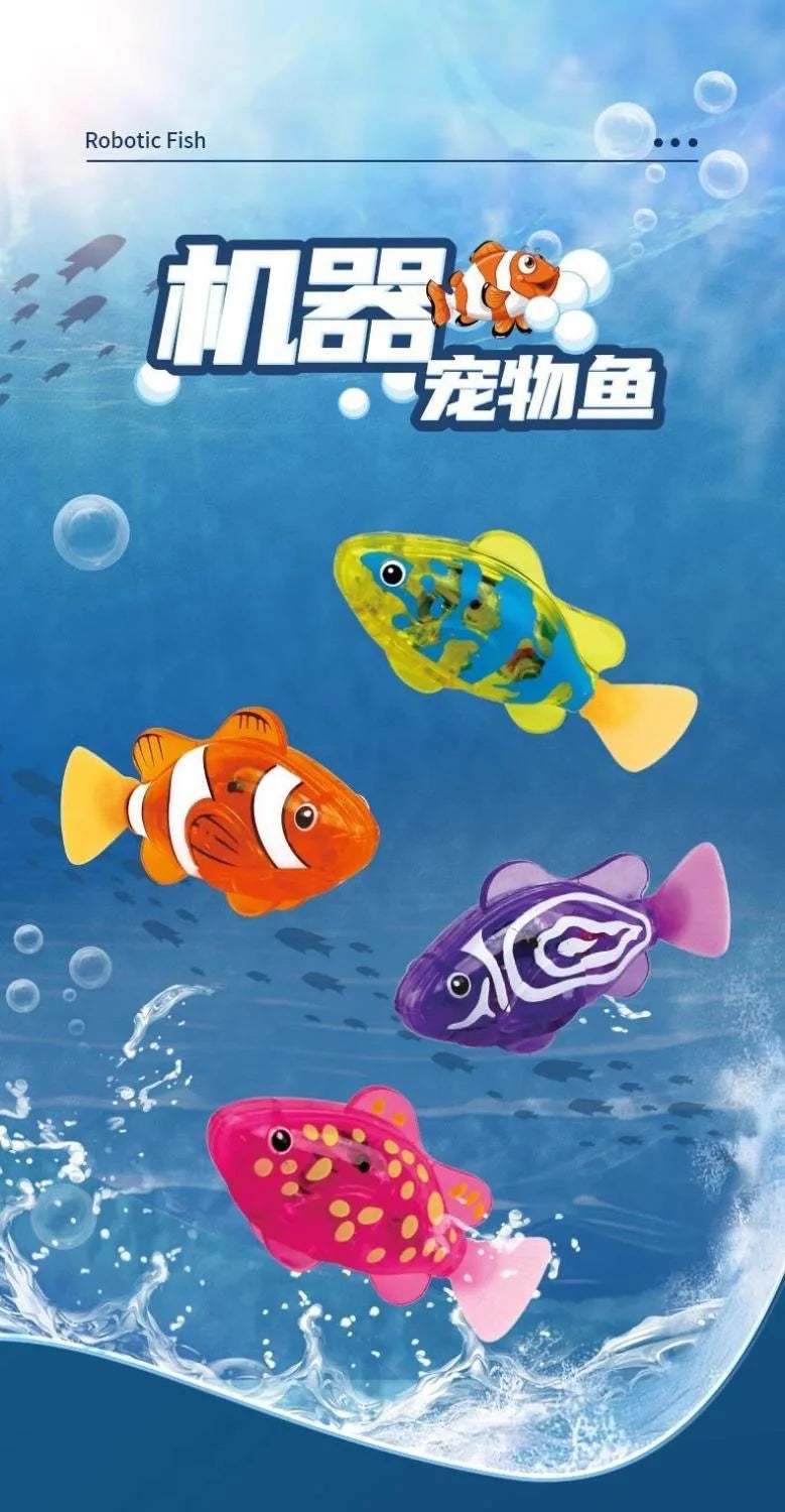 Cat Interactive Electric Fish Toy LED Light Swimming Robot Water Toy for Indoor Play Cats Dogs Pet Baby Bath Toys