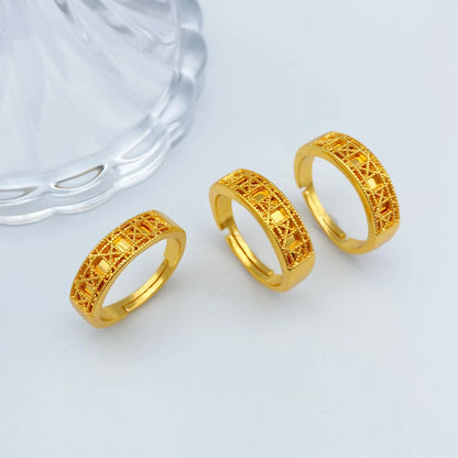 Gold Plated Hollow Jewellery Set with Bangles and Rings for Women – Elegant Gift for Parties & Special Occasions