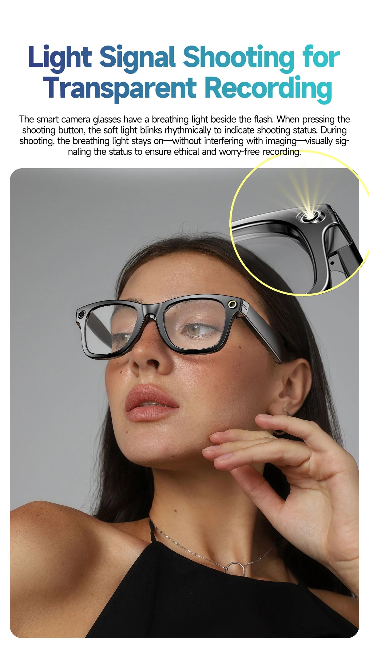 AI Smart Glasses with 8MP Camera Video Recording 100+ Languages Translation Blue LightSunglasses Bluetooth Call WIFI Men Women