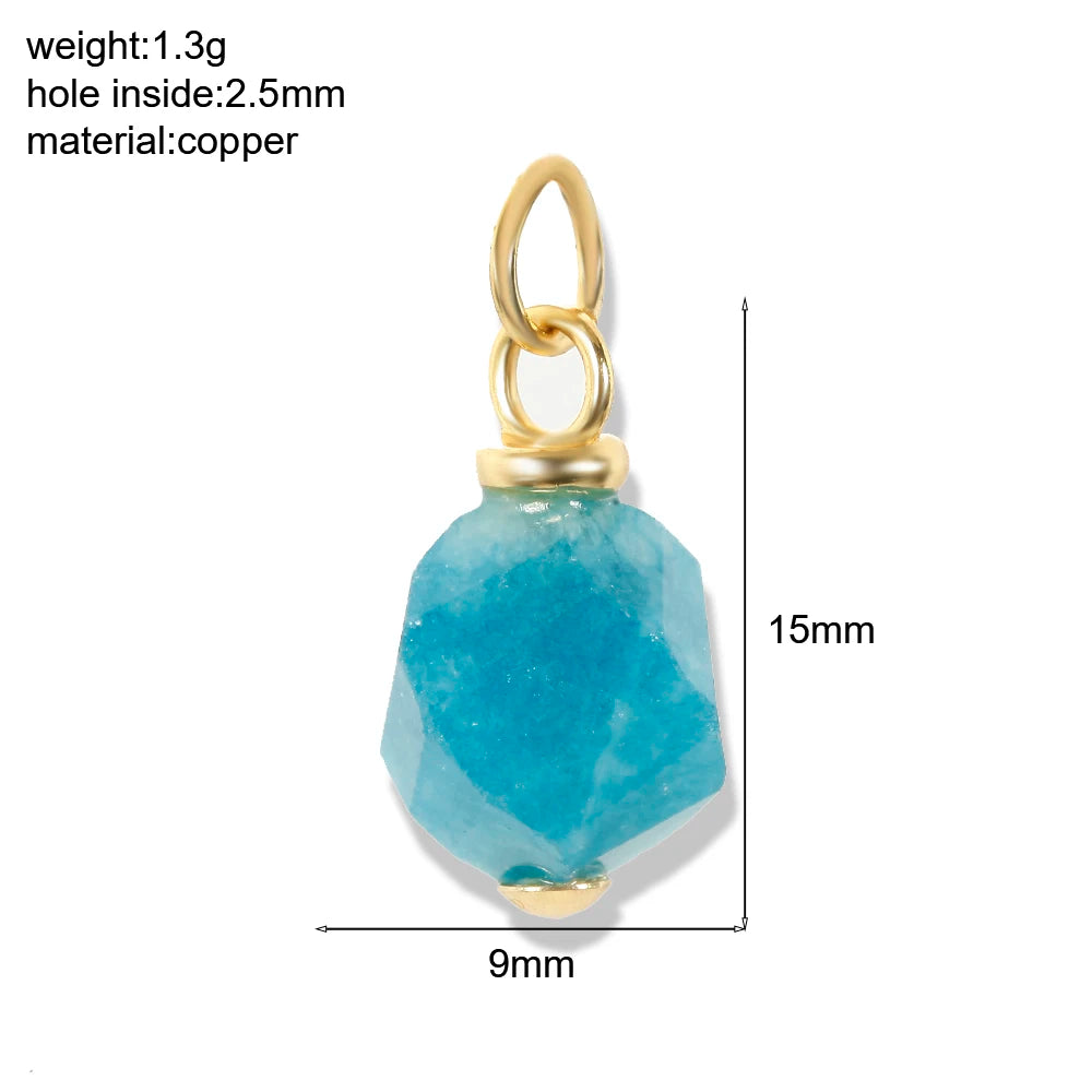 Bohemian Natural Stone Bead Charms for DIY Jewellery Making – Blue & Green Zircon Pendants