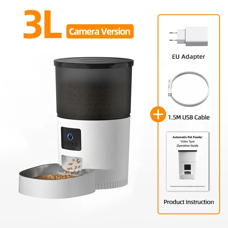 ROJECO Automatic Cat Feeder with Camera – Smart Video Food Dispenser & Voice Recorder for Cats & Dogs