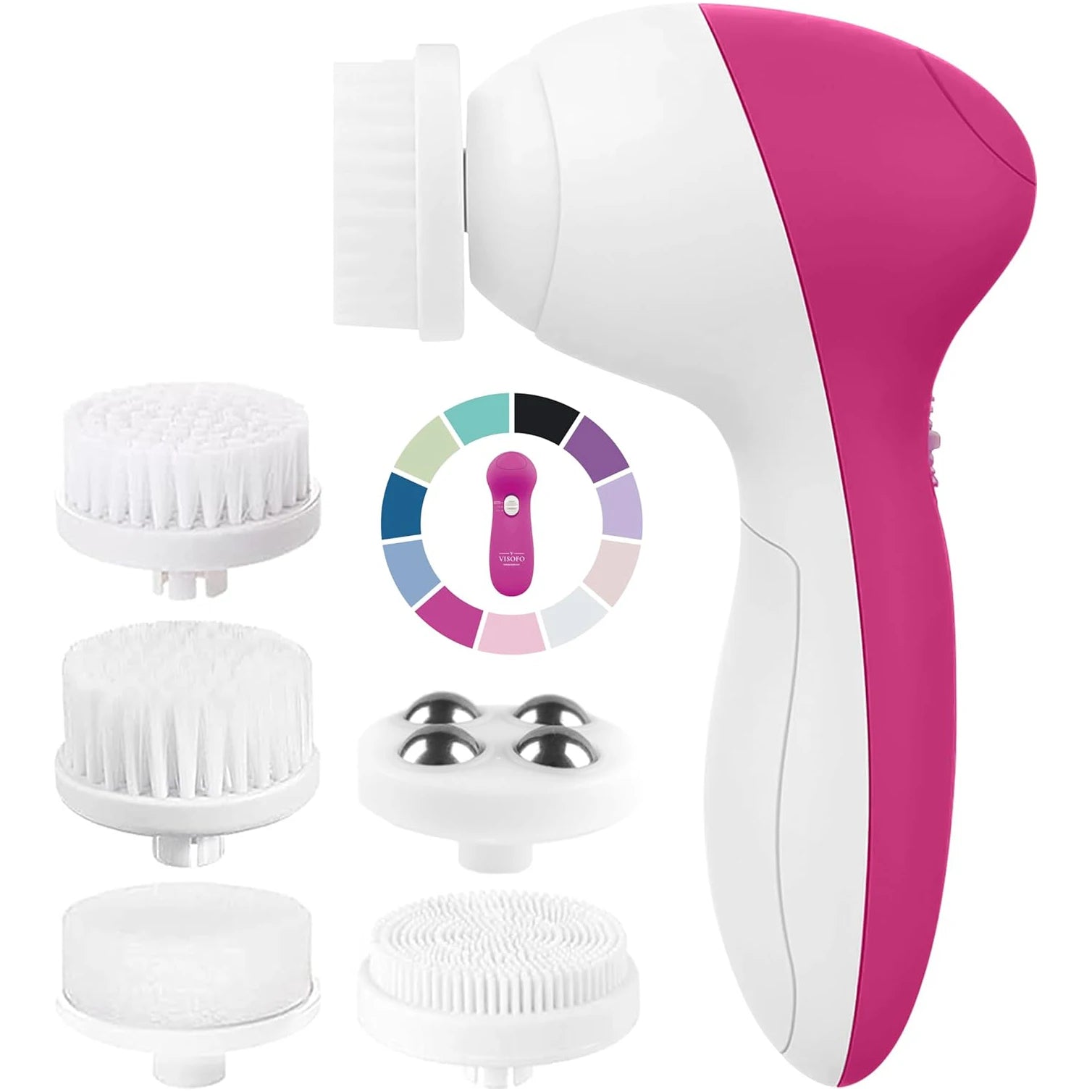 Electric 5-in-1 Facial Cleansing Brush – Rotating Pore Cleaner & Massage Beauty Device