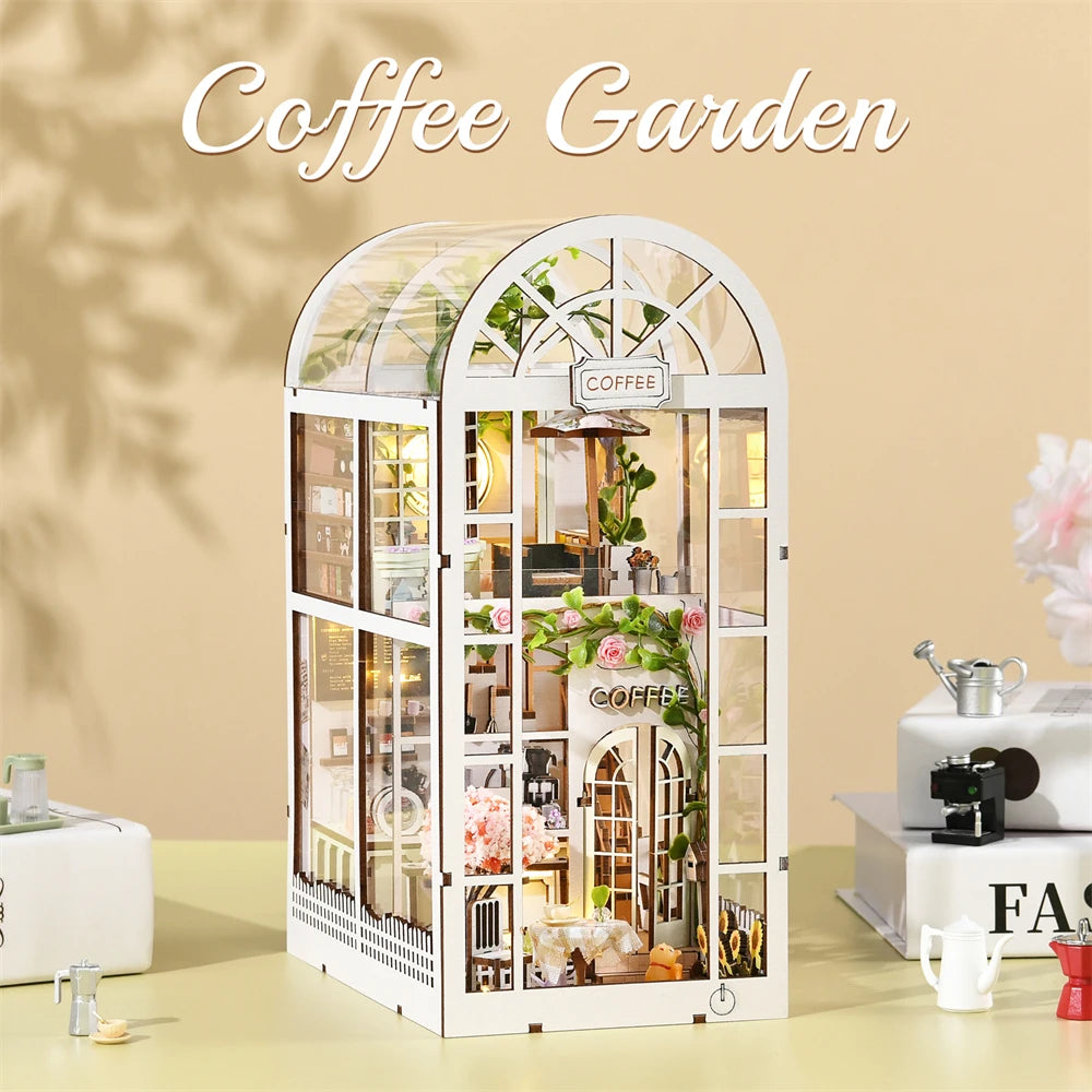 DIY Book Nook Kit – Sunshine Coffee Shop 3D Wooden Puzzle Decor